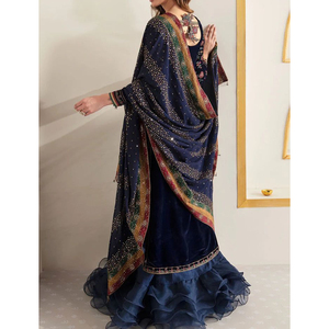 Vestido de terciopelo bordado hecho a mano de precio razonable de alta calidad tela suave elegante vestido de terciopelo ropa de novia bajo MOQ cultural - Product Image 2
