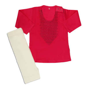 Shalwar Kameez Bordado para Bebés Recién Nacidos - Rosa Oscuro - Product Image 4