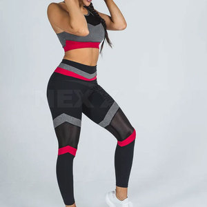 Ensemble de yoga pour femmes personnalisé à bas prix, taille élastique, couleur unie, 2 pièces, respirant, de haute qualité, en spandex/polyester - Product Image 4