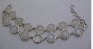 Natural <b>Rainbow</b> Moonstone <b>Bracelet</b> for Women 925 Sterling Silver with Rhodium Plating Gold Topaz Shah Gems' Exclusive Design - Product Image 1