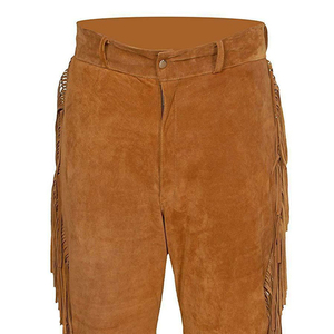 Chaparreras de Cuero Vacuno para Montar a Caballo, Diseño Personalizado de Color Sólido, Ligeras, Estilo Vaquero Occidental, con Flecos, Color Marrón Bronceado - Product Image 6