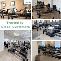 Peralatan Fitness Portabel yang Dapat Disesuaikan, Mega Pro Pilates Aluminium Hitam Besar untuk Peralatan Gym, Pilates Reformers Superformer Body