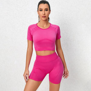 High Quality Sexy Yoga Set Seamless Activewear Yoga <b>Leggings</b> for Women Custom Logo Seamless Gym Fitness Set - Product Image 2