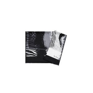 Fashion Scarves Set Black Silk Tasseled Rectangular Patterned Stole - Product Image 1