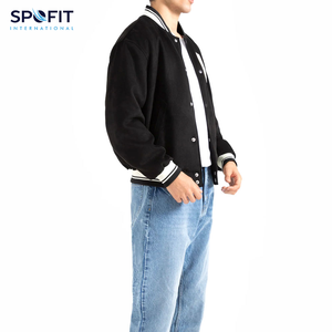 Veste universitaire en toile personnalisable pour homme grande taille avec col montant et logo frontal, respirante, streetwear d'hiver - Product Image 3