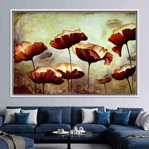 Impression sur toile florale moderne : décoration élégante avec peinture florale, toile encadrée blanche - Product Image 1