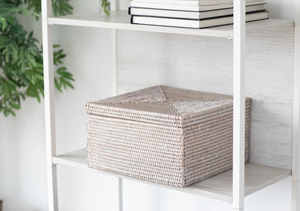 Sisu Handicraft Eco-Friendly Simple Natural White <b>Black</b> Rattan <b>Storage</b> <b>Baskets</b> <b>with</b> Lid Multi-Purpose for Food Use - Product Image 2