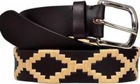 Hecho a mano de cuero negro al por mayor de encargo de cuero genuino Polo cinturón de estilo informal para los hombres y las mujeres