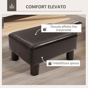 Homcom footstool เบาะสี่เหลี่ยมผืนผ้า footstool pouf ในหนัง Faux, 40x30x24เซนติเมตร, สีน้ำตาล - Product Image 4
