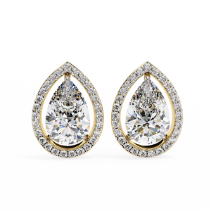 IGI Certified 18K Real Gold Round & Pear Cut Lab-Grown Diamond <b>Teardrop</b> <b>Stud</b> <b>Earrings</b> 0.71 Ctw Wedding Classic - Product Image 4