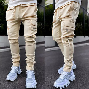 กางเกงวอร์มผู้ชายสะท้อนแสงผ้าโพลีเอสเตอร์แบบลำลองมีกระเป๋าข้างใส่ทำงานโลโก้ออกแบบได้ตามต้องการ - Product Image 6