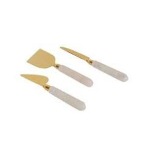 Ensemble de service à fromage en acier inoxydable de qualité supérieure avec poignée en marbre, accessoire de table - Product Image 1