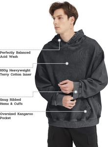 Sweat à capuche délavé à l'acide pour hommes et femmes unisexe surdimensionné Vintage sweats à capuche en coton épais pour hommes 2025 nouvelle mode - Product Image 5