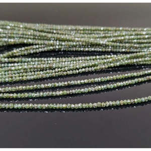 Brins de perles de diamant naturel vert facetté 1,8-2,2 mm Rondelle pour colliers de perles raffinés - Product Image 3