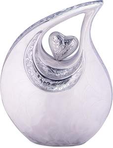 Urne funéraire moderne en métal blanc en forme de larme pour les cendres d'un adulte |   Direct d'usine - Product Image 5