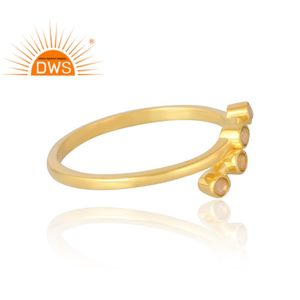 Latest Selling <b>925</b> Sterling <b>Silver</b> 18K Gold Plated Natural Ethiopian Opal Gemstone <b>Ring</b> Demi Fine Jewelry Manufacturer - Product Image 4