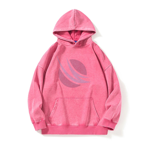 Sweat à capuche d'hiver surdimensionné en coton 100% délavé à l'acide, vintage, personnalisé, imprimé en relief, vente en gros - Product Image 3