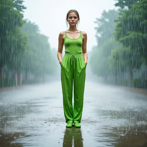 Ropa de calle de talla grande, pantalones impermeables para lluvia, pantalones cortavientos de nailon 100% para mujer, pantalones cortavientos para exteriores para mujer - Product Image 3