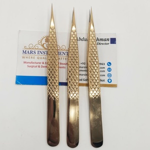 แหนบต่อขนตาแบบปลายไฟเบอร์แหนบปลายเพชรพลาสม่าสีทองแยกตรง - Product Image 6