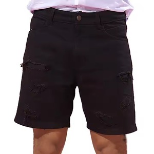 Nuevo fabricante personalizado de alta calidad personalizado de moda Top cosido negro pantalones cortos de mezclilla rasgados ropa informal pantalones cortos de mezclilla para hombres - Product Image 1