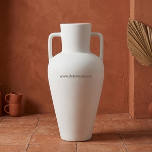 Vase rond en céramique rustique Buano, fait main, en terre cuite, récipient décoratif en grès, largeur 30 cm, vase de table, vente en gros - Product Image 3