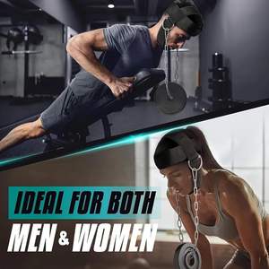 Arnés de Cuello para Entrenamiento con Pesas, Arnés de Cabeza Ajustable y Resistente con Cadena de Acero para Fortalecimiento del Cuello y Ejercicios de Gimnasio - Product Image 6
