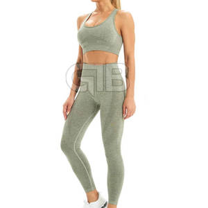 Ensemble de Yoga pour femmes de haute qualité personnalisé bas quantité minimale de commande respirant vêtements de Fitness serrés avec taille élastique conception de motif solide - Product Image 3