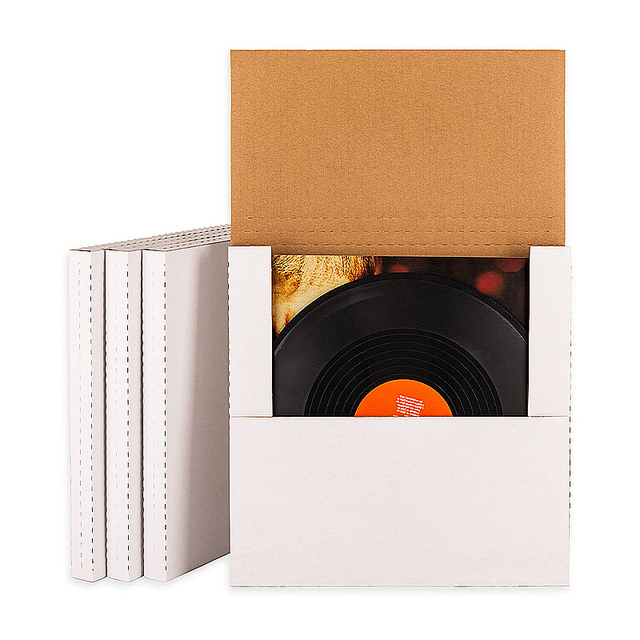 Custom Printing Logo Self Sealing Vinyl Record Easy-Fold Corrugated Packaging White Shipping Mailer Boxes