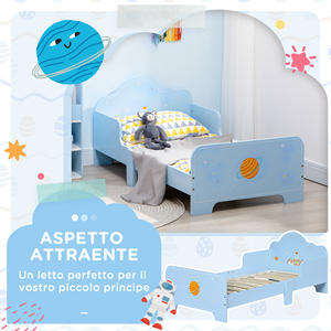 ZONEKIZ Lit pour enfant avec côtés et espace fantaisie, 3-6 ans, 143x74x59cm, bleu - Product Image 4