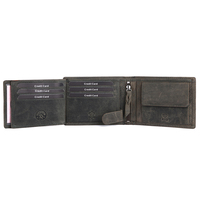 Dompet Panjang Kulit Asli Pria Anti-RFID Model Lipat Vintage dengan Dekorasi Emboss