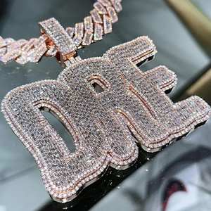 Personnalisé DRE Moissanite Lettre Pendentif S925 Rose Plaqué Or Hip Hop Rappeur Hommes Pendentifs Glacé Bijoux Faits À La Main Prix Usine - Product Image 1