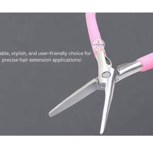 Pince à extensions capillaires en acier inoxydable à bouche plate, outil professionnel pour une application précise, design rose élégant - Product Image 5