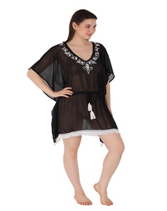 2024 New Fashion Animal Floral Deep V-Neck Embroidery Plus Size Eco-Friendly Quick Dry <b>Beach</b> <b>Cover</b>-<b>Up</b> Lace Bottom <b>Women's</b> Caftan - Product Image 4