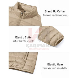 Veste bouffante légère et chaude pour hommes, coupe-vent en nylon respirant, hydrofuge, coupe-vent, ourlet élastique, en vrac OEM - Product Image 6