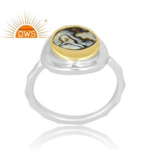Anillo de plata de ley 925 hecho a mano en India con piedra de abulón natural, joyería personalizada para mujer, regalo para ella. - Product Image 1