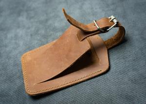 Étiquette à bagages en cuir véritable faite à la main, avec carte personnalisée, style traditionnel à rabat, cadeau de voyage pour la Saint-Valentin pour LLT-0091C - Product Image 2