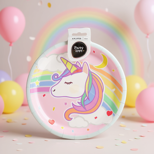 Assiettes en papier licorne Party Love 23 cm, lot de 8, fournitures de fête - Product Image 3