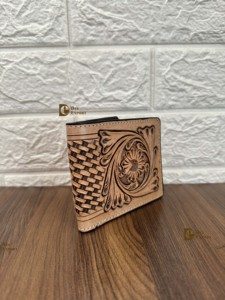 New Arrival Men's <b>Wallet</b> Hand Tooled Leather Long Zipper <b>Wallet</b> Hot Sale Fashion Brown Color Cash <b>Holder</b> Gift for Him - Product Image 2