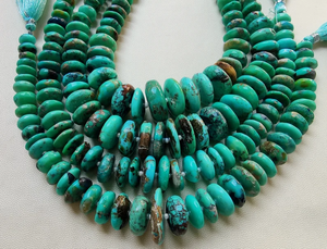 100% cuentas de piedra naturales hechas a mano de 8 pulgadas piedra preciosa turquesa de Arizona con cuentas de turquesa suave en forma de Rondell de Arizona - Product Image 2