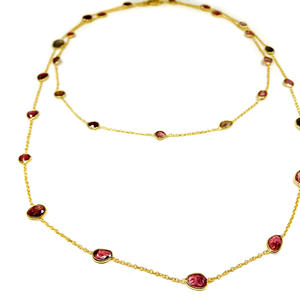 Collares de cadena de eslabones de Plata de Ley 925 con turmalina, joyería ligera, chapado en oro, multicolor, sandía, gemas - Product Image 5