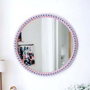 Espejo de Pared Redondo Moderno de Resina Blanca al por Mayor, Espejo de Mesa para Dormitorio, Sala de Estar, Baño - Product Image 1