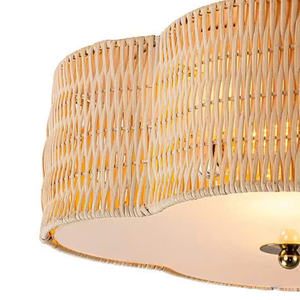 โคมไฟหวายธรรมชาติติดตั้งกับพื้นกระจก, โคมไฟหวายสำหรับห้องนั่งเล่น, โรงแรม, บ้าน, วิลล่า - Product Image 4