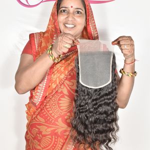 Bon produit Cheveux humains d'apparence naturelle Fermeture Ondulés Doux Soyeux Temple Indien Machine Double Trame Vendeur Extensions non traitées - Product Image 1