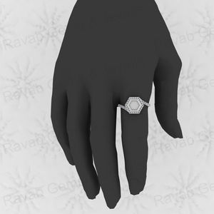 แหวน925แท้สีเงินสเตอร์ลิงทรงหกเหลี่ยมรูปทรงกึ่งติดตั้งว่างเปล่าเหมาะสำหรับใส่เถ้ากระดูกและเรซินทำงานเครื่องประดับนมแม่ - Product Image 5