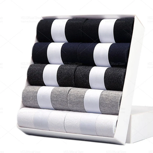 Manufacturer Customized <b>White</b>/Black Embroidered Logo Crew <b>Men's</b> Sport <b>Socks</b> Fashionable Knit Tube Design with 20 Pairs Per Box - Product Image 4