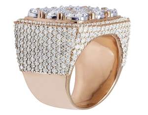 Bague personnalisée en or rose 10 carats sertie de diamants de laboratoire, style dôme rond, bijoux exclusifs pour hommes, pour les soirées - Product Image 3