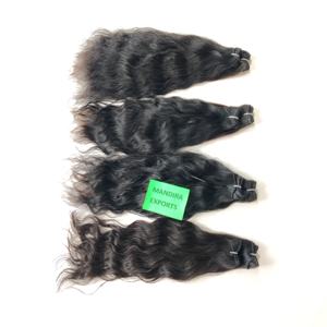 Extensiones de Cabello Humano Virgen Indio Natural sin Procesar, Ondulado, de Aspecto Natural, con Doble Trama a Máquina, Color Negro Rizado, en Venta - Product Image 4