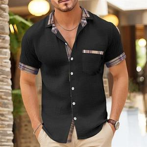 Custom Stand Collar Casual <b>Shirts</b> Cotton Quick-Dry Short Sleeves <b>Shirts</b> Premium Stylish Summer <b>Men's</b> <b>Shirts</b> - Product Image 5
