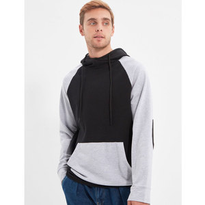 Vente en gros de sweat-shirts à capuche pour hommes en coton 100% avec surpiqûres contrastées, panneau de couleur contrastée, logo personnalisé OEM - Product Image 1
