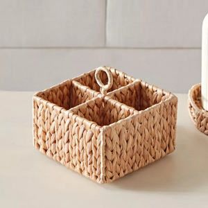 Eco-Friendly Handwoven <b>Square</b> Water Hyacinth Utensil Caddy - Stylish Kitchen Storage Organizer - Product Image 3